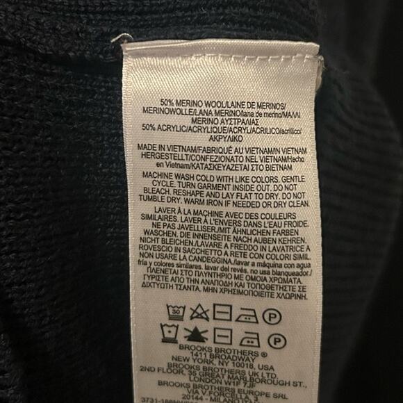 Brooks Brothers Merino Wool Sweater Mens Size Large Quarter Zip Pullover Blue - Picture 8 of 12